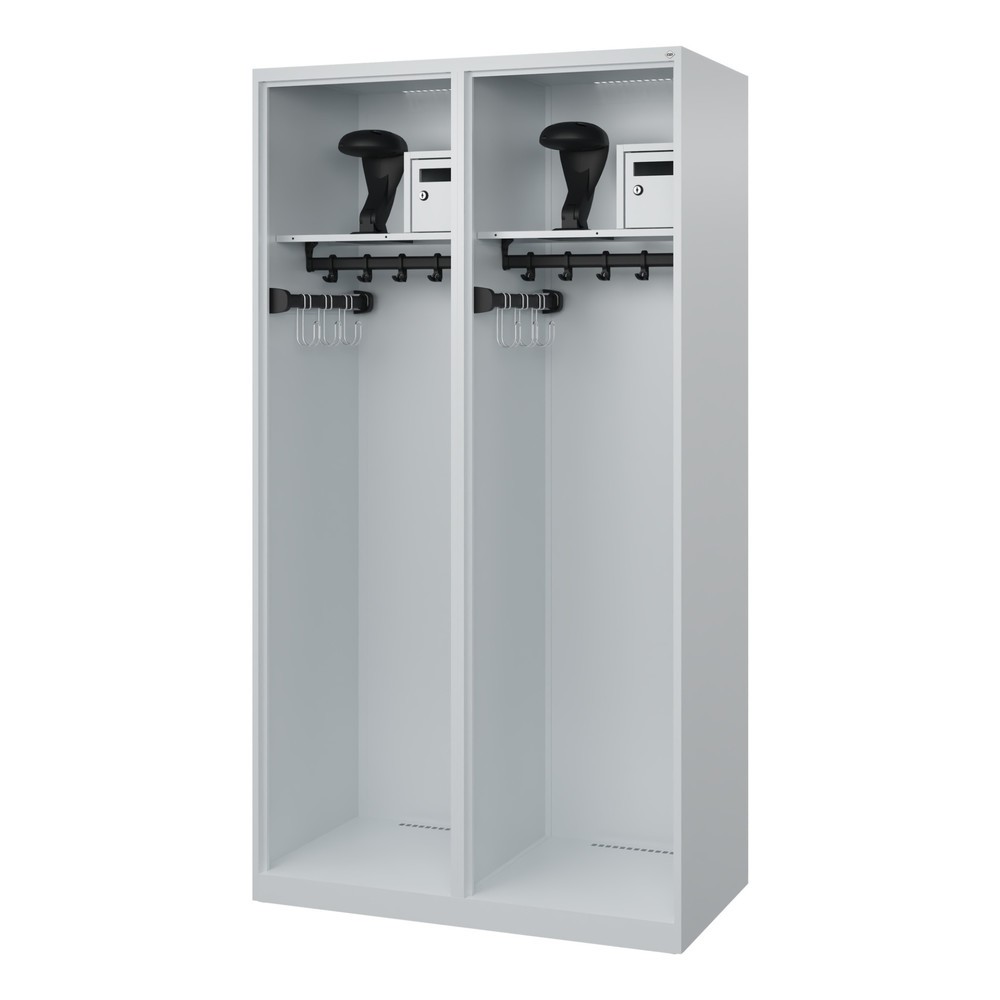Productafbeelding nr. 1: C+P brandweerkast FLEXO, vloerglijders, 2 compartimenten, hxbxd 1.850 x 1.000 x 500 mm, lichtgrijs, met helmhouder