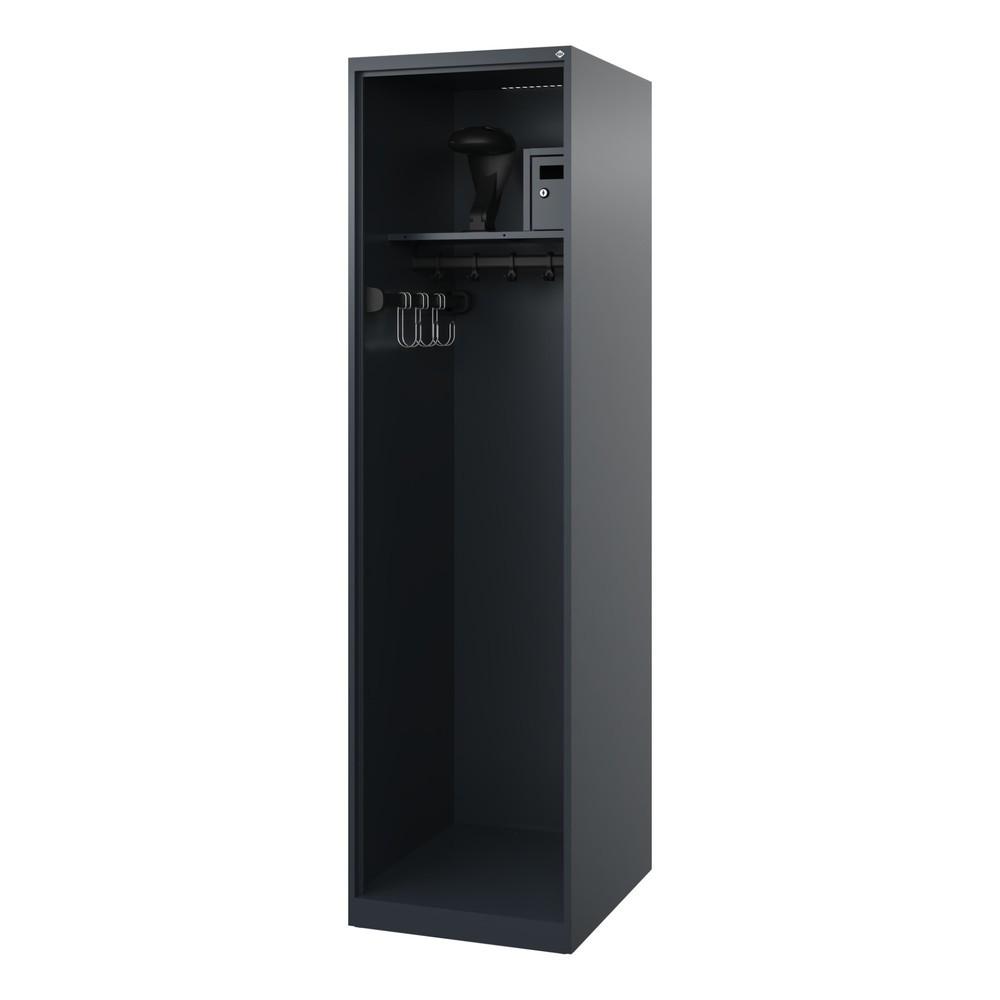 Product afbeelding: C+P brandweerkast FLEXO, vloerglijders, 1 compartiment, hxbxd 1.850 x 500 x 600 mm, antracietgrijs, met helmhouder