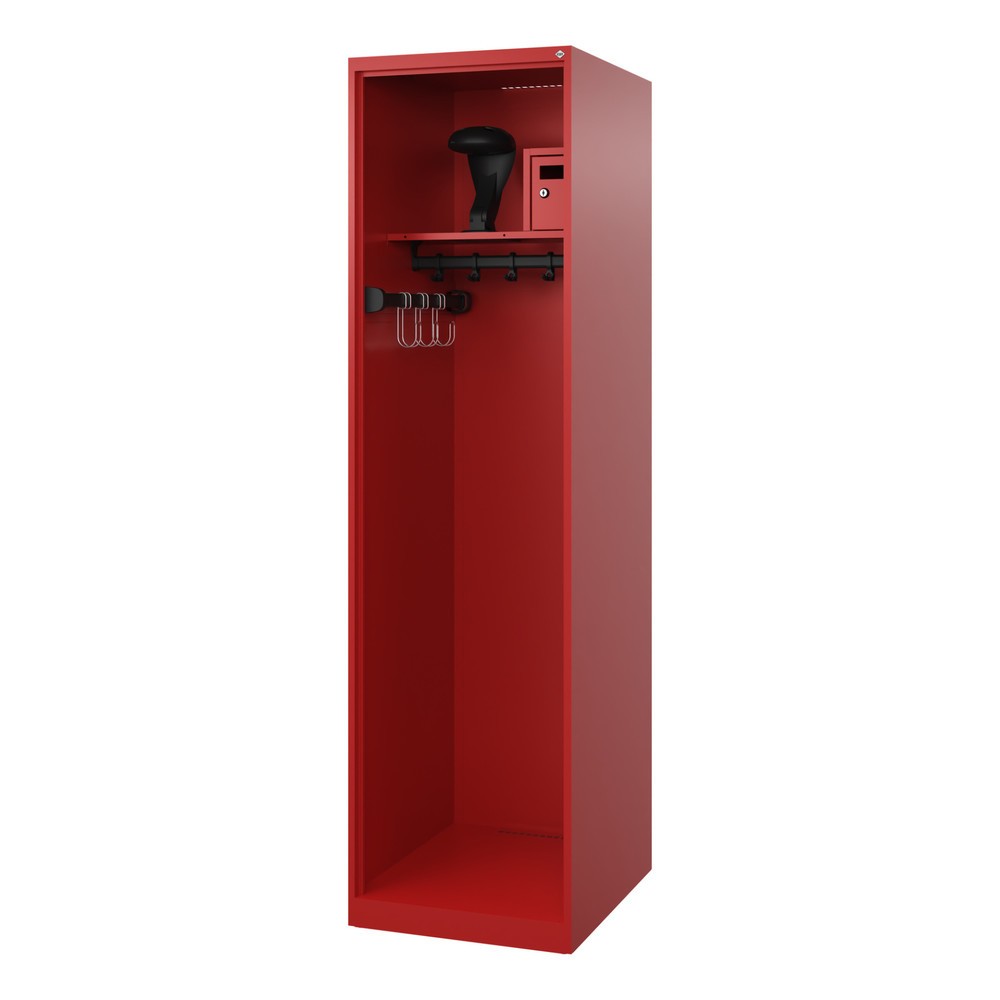 Product afbeelding: C+P brandweerkast FLEXO, vloerglijders, 1 compartiment, hxbxd 1.850 x 500 x 600 mm, vuurrood, met helmhouder