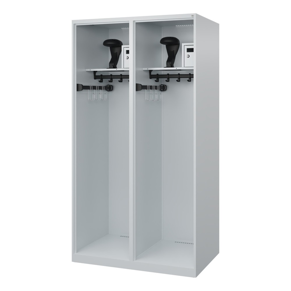 Productafbeelding nr. 1: C+P brandweerkast FLEXO, vloerglijders, 2 compartimenten, hxbxd 1.850 x 1.000 x 600 mm, lichtgrijs, met helmhouder