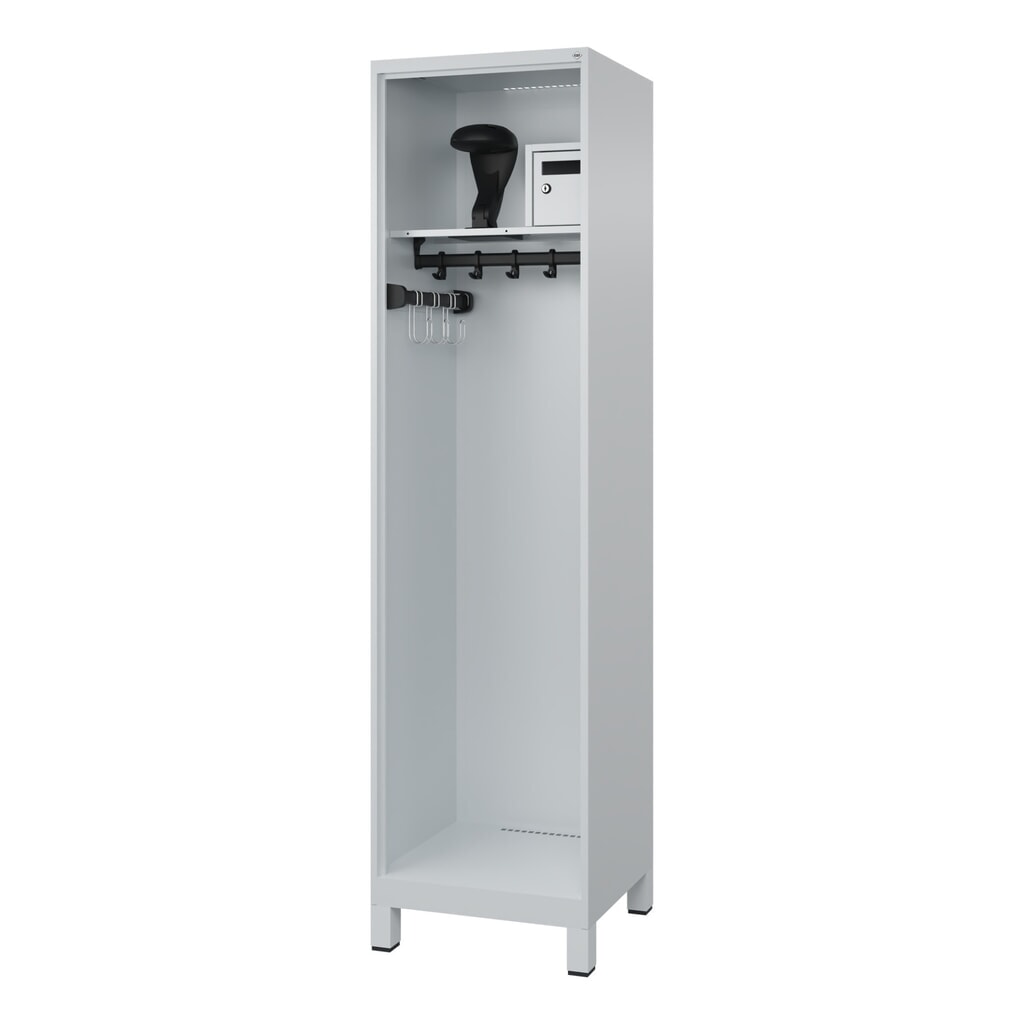 Productafbeelding nr. 1: C+P brandweerkast FLEXO, voeten, 1 compartiment, hxbxd 1.850 x 500 x 500 mm, lichtgrijs, met helmhouder