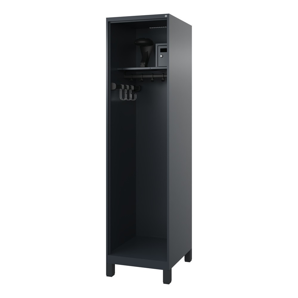 Product afbeelding: C+P brandweerkast FLEXO, voeten, 1 compartiment, hxbxd 1.850 x 500 x 600 mm, antracietgrijs, met helmhouder