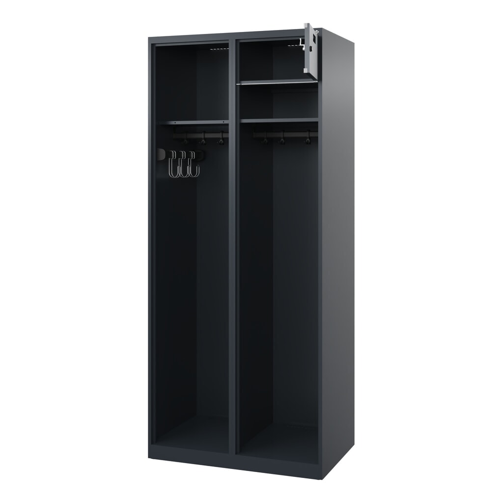 Product afbeelding: C+P brandweerkast KOMBI Open, vloerglijders, 1 compartiment, hxbxd 1.850 x 800 x 500 mm, antracietgrijs