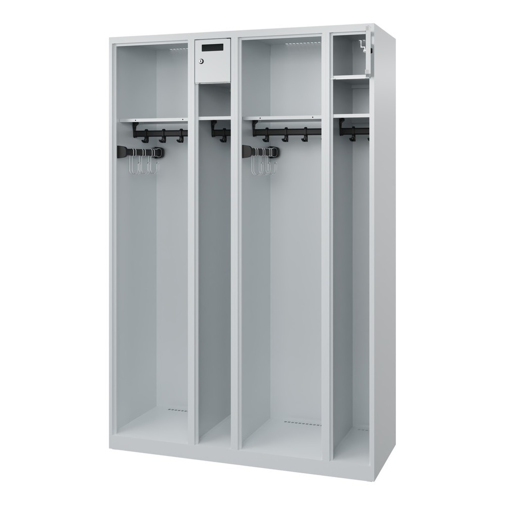 Product afbeelding: C+P brandweerkast KOMBI Open, vloerglijders, 2 compartimenten, hxbxd 1.850 x 1.200 x 500 mm, lichtgrijs