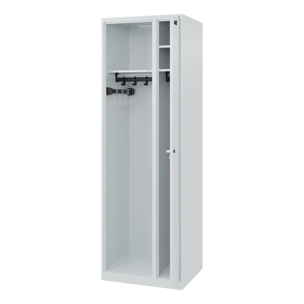 C+P brandweerkast KOMBI, vloerglijders, 1 compartiment, hxbxd 1.850 x 600 x 500 mm, lichtgrijs Product afbeelding: C+P brandweerkast KOMBI, vloerglijders, 1 compartiment, hxbxd 1.850 x 600 x 500 mm, lichtgrijs