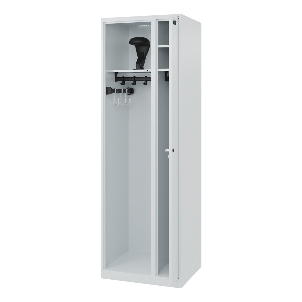Product afbeelding: C+P brandweerkast KOMBI, vloerglijders, 1 compartiment, hxbxd 1.850 x 600 x 500 mm, lichtgrijs, met helmhouder