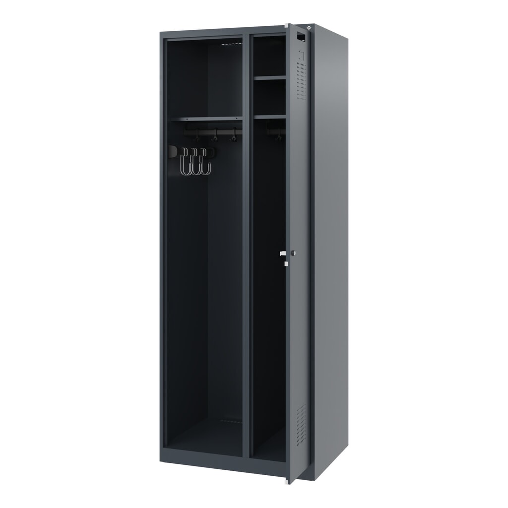 Product afbeelding: C+P brandweerkast KOMBI, vloerglijders, 1 compartiment, hxbxd 1.850 x 700 x 500 mm, antracietgrijs