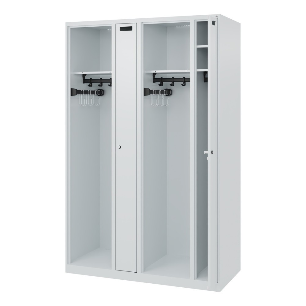 Product afbeelding: C+P brandweerkast KOMBI, vloerglijders, 2 compartimenten, hxbxd 1.850 x 1.200 x 500 mm, lichtgrijs