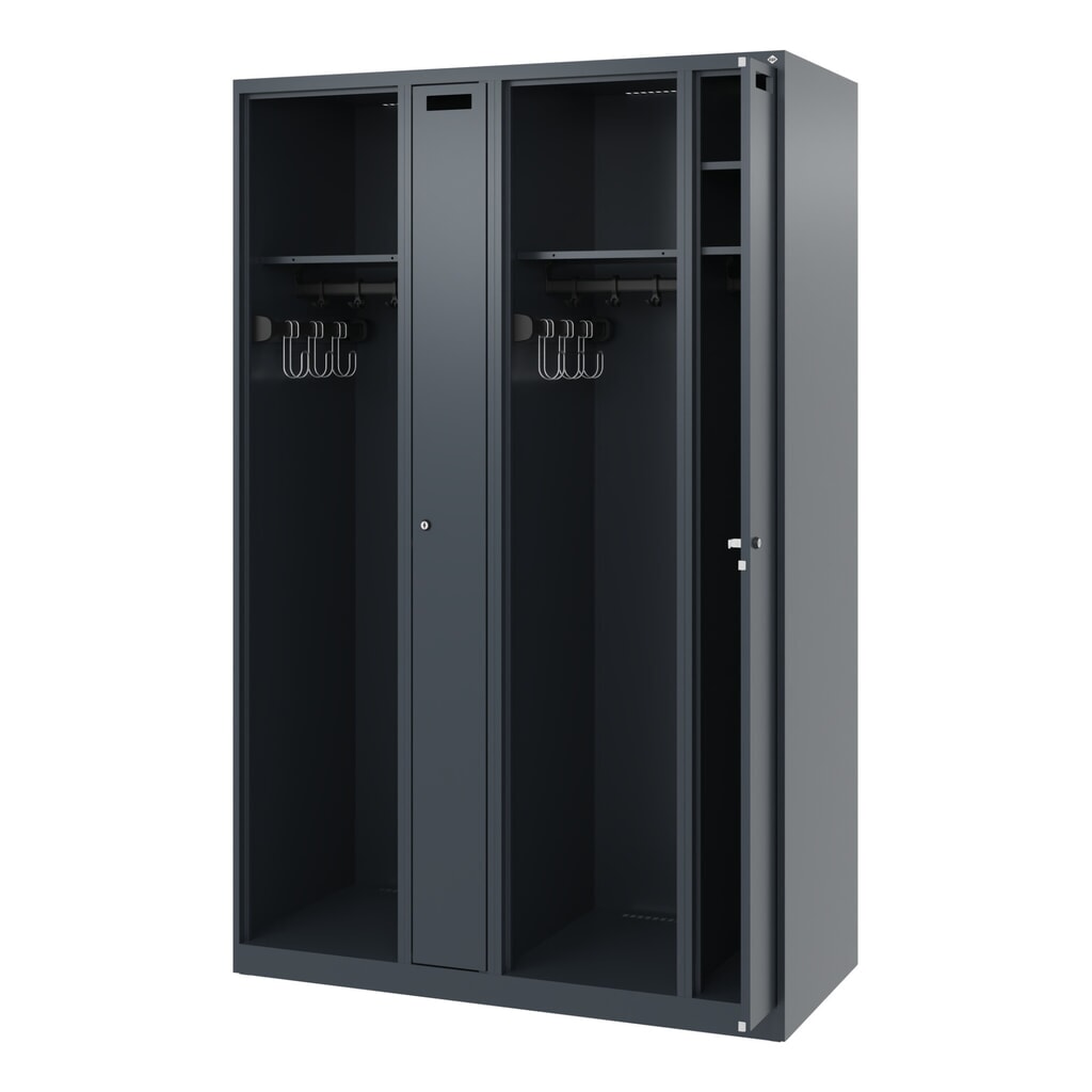 Product afbeelding: C+P brandweerkast KOMBI, vloerglijders, 2 compartimenten, hxbxd 1.850 x 1.200 x 500 mm, antracietgrijs