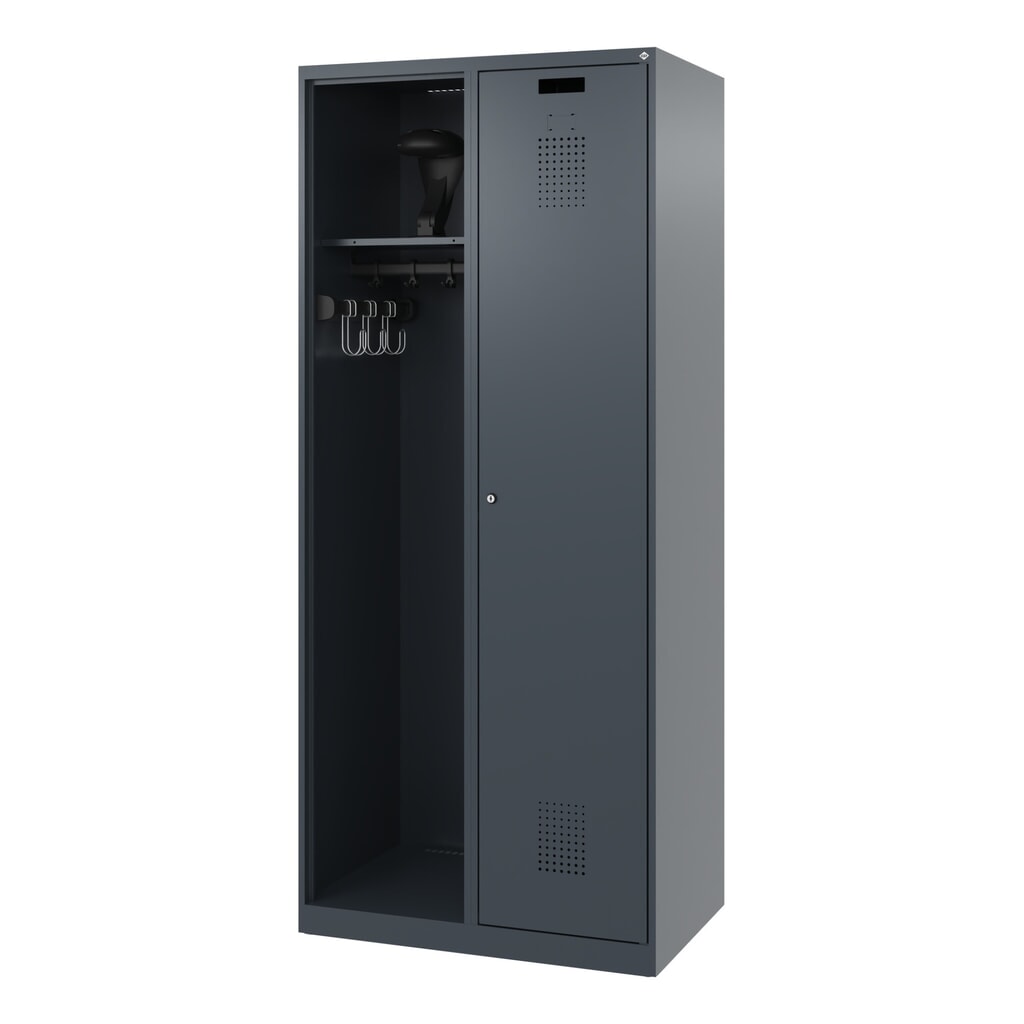 C+P brandweerkast KOMBI, vloerglijders, 1 compartiment, hxbxd 1.850 x 800 x 500 mm, antracietgrijs, met helmhouder Productafbeelding nr. 5: C+P brandweerkast KOMBI, vloerglijders, 1 compartiment, hxbxd 1.850 x 800 x 500 mm, antracietgrijs, met helmhouder