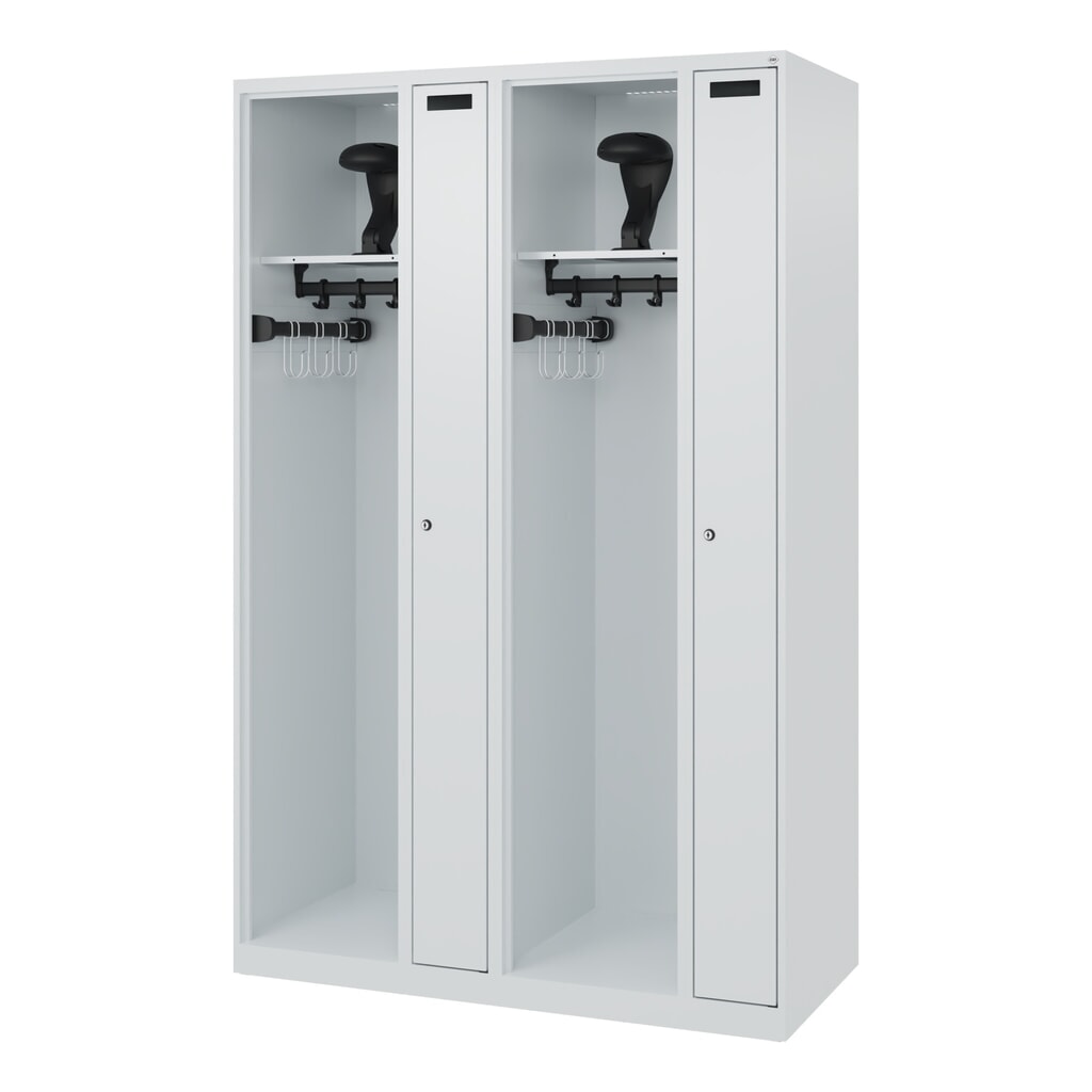 Productafbeelding nr. 5: C+P brandweerkast KOMBI, vloerglijders, 2 compartimenten, hxbxd 1.850 x 1.200 x 500 mm, lichtgrijs, met helmhouder