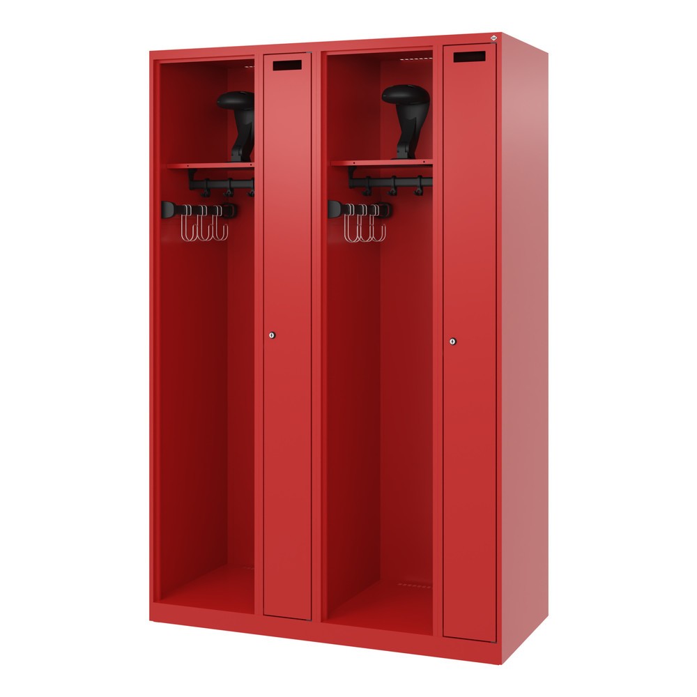 Productafbeelding nr. 5: C+P brandweerkast KOMBI, vloerglijders, 2 compartimenten, hxbxd 1.850 x 1.200 x 500 mm, vuurrood, met helmhouder
