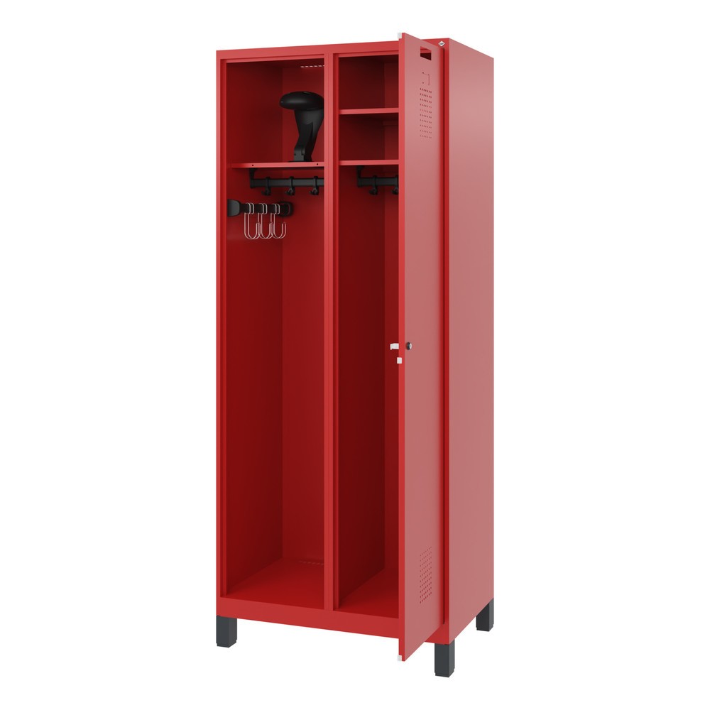 Productafbeelding nr. 1: C+P brandweerkast KOMBI, voeten, 1 compartiment, hxbxd 1.850 x 800 x 500 mm, vuurrood, met helmhouder