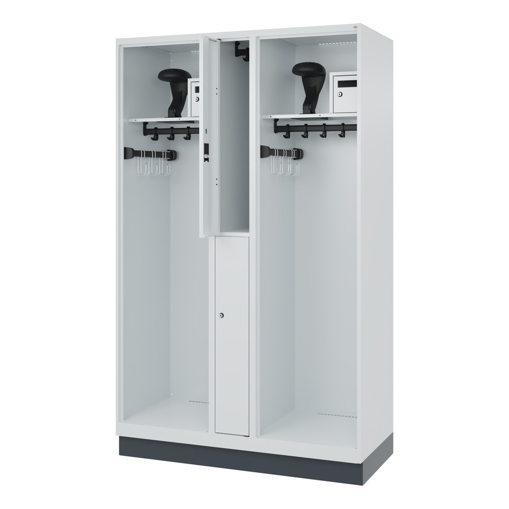 Product afbeelding: C+P brandweerkast MAXI, sokkel, hxbxd 1.850 x 1.200 x 500 mm, lichtgrijs, met helmhouder