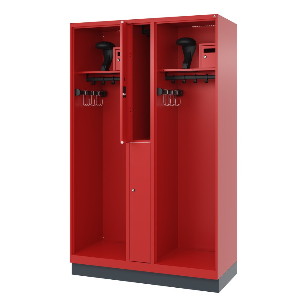 Product afbeelding: C+P brandweerkast MAXI, sokkel, hxbxd 1.850 x 1.200 x 500 mm, vuurrood, met helmhouder