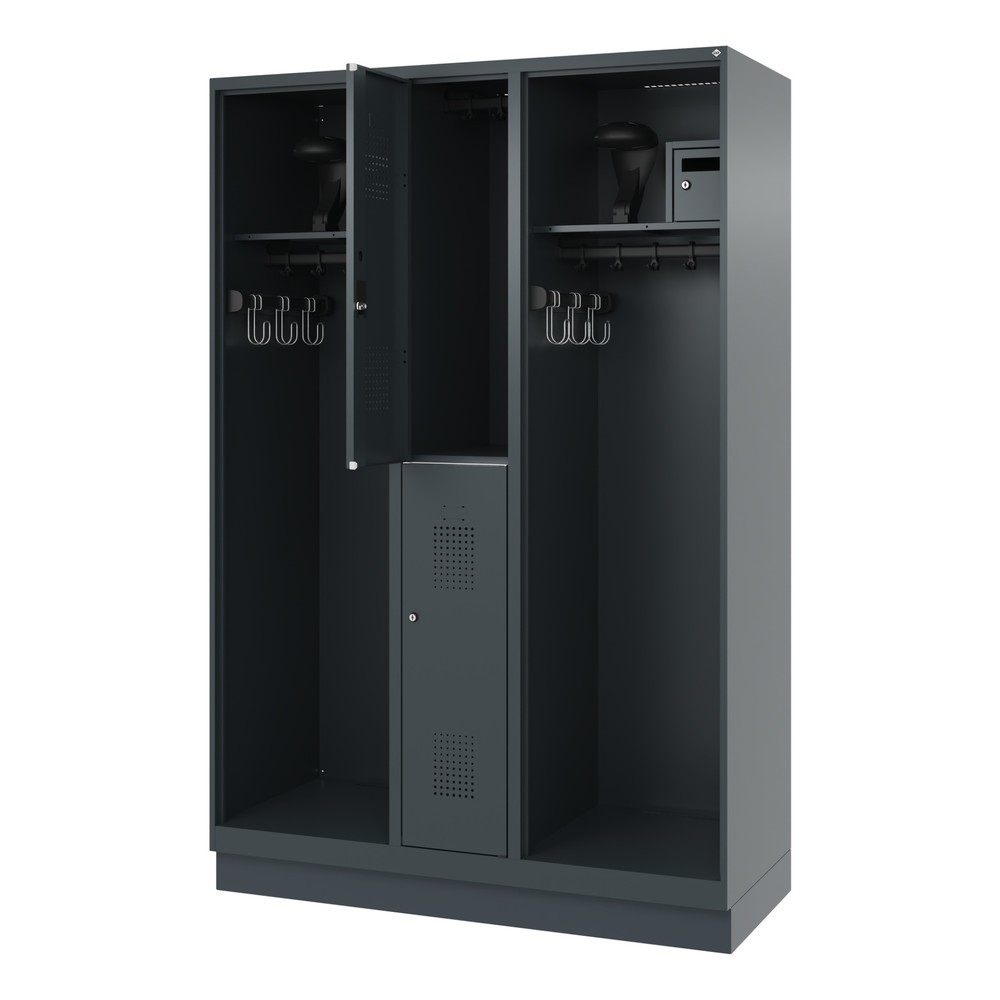 Product afbeelding: C+P brandweerkast MAXI, sokkel, hxbxd 1.850 x 1.300 x 500 mm, antracietgrijs, met helmhouder