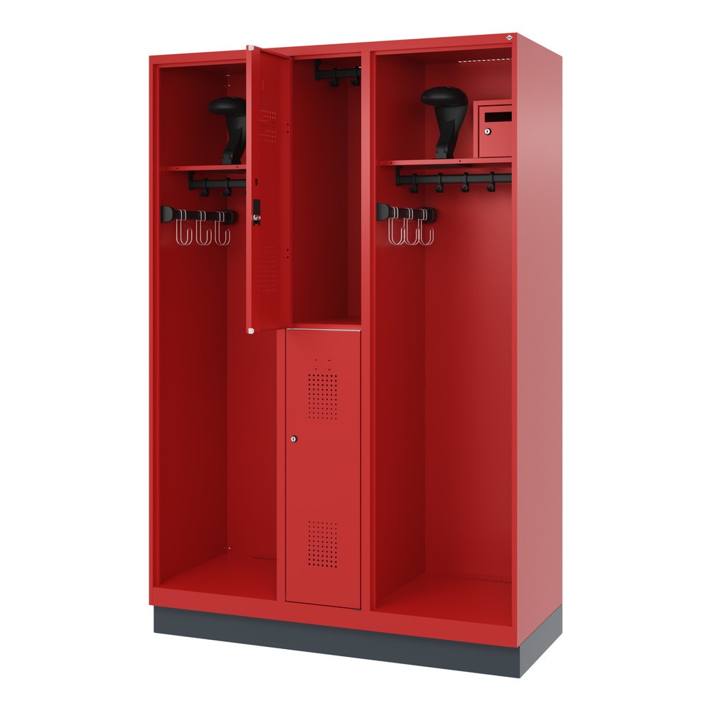 Product afbeelding: C+P brandweerkast MAXI, sokkel, hxbxd 1.850 x 1.300 x 500 mm, vuurrood, met helmhouder