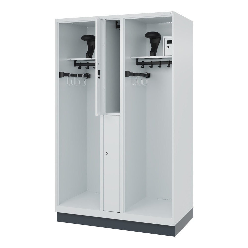Product afbeelding: C+P brandweerkast MAXI, sokkel, hxbxd 1.850 x 1.200 x 600 mm, lichtgrijs, met helmhouder