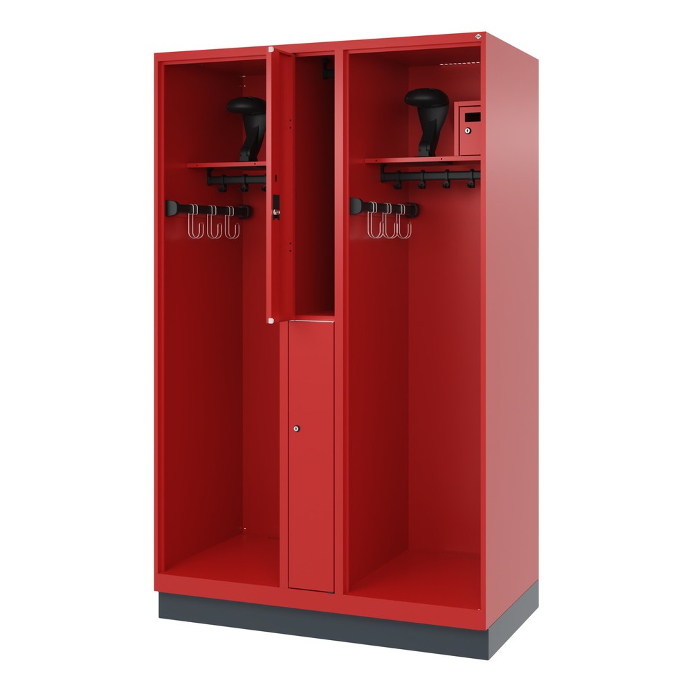 Product afbeelding: C+P brandweerkast MAXI, sokkel, hxbxd 1.850 x 1.200 x 600 mm, vuurrood, met helmhouder