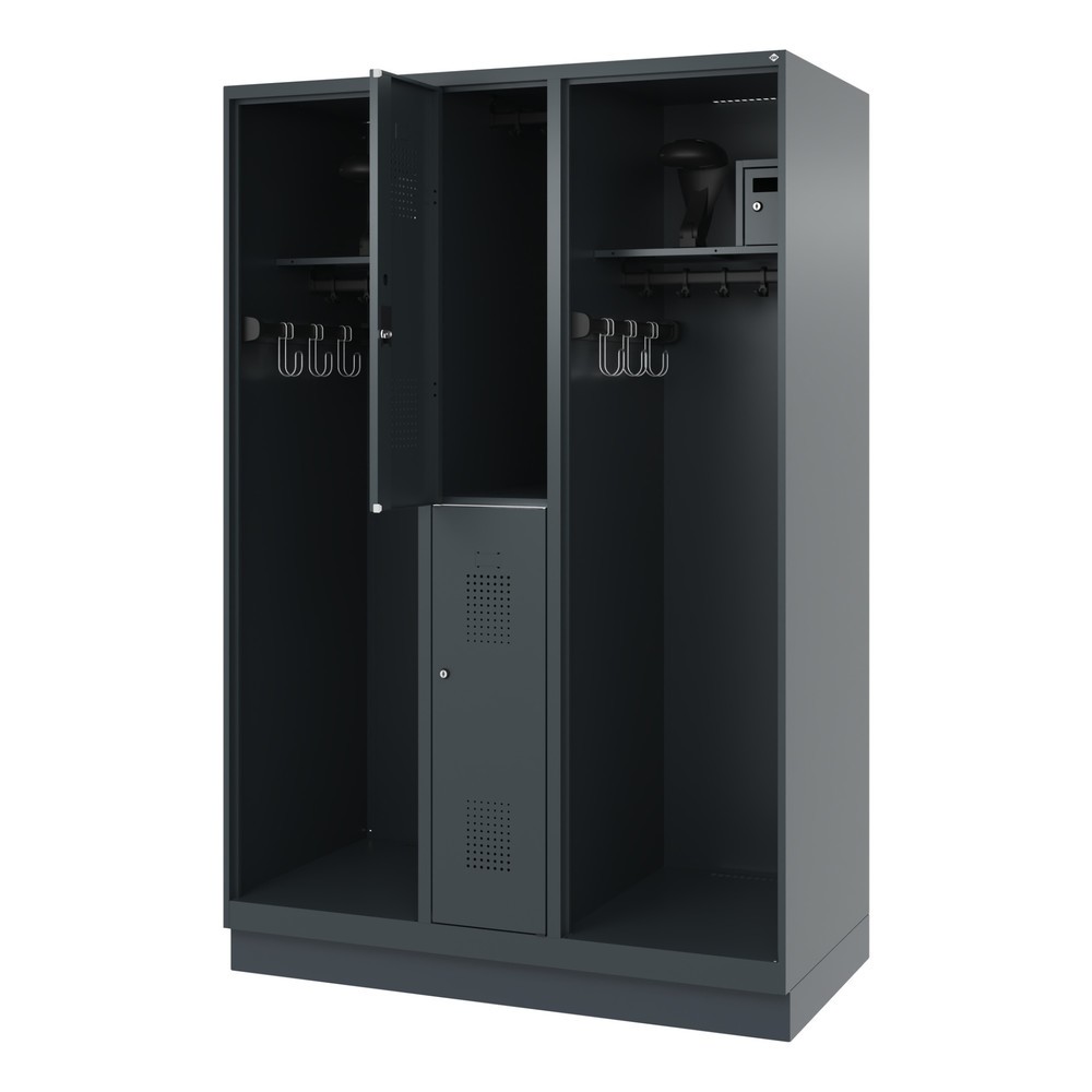 Product afbeelding: C+P brandweerkast MAXI, sokkel, hxbxd 1.850 x 1.300 x 600 mm, antracietgrijs, met helmhouder