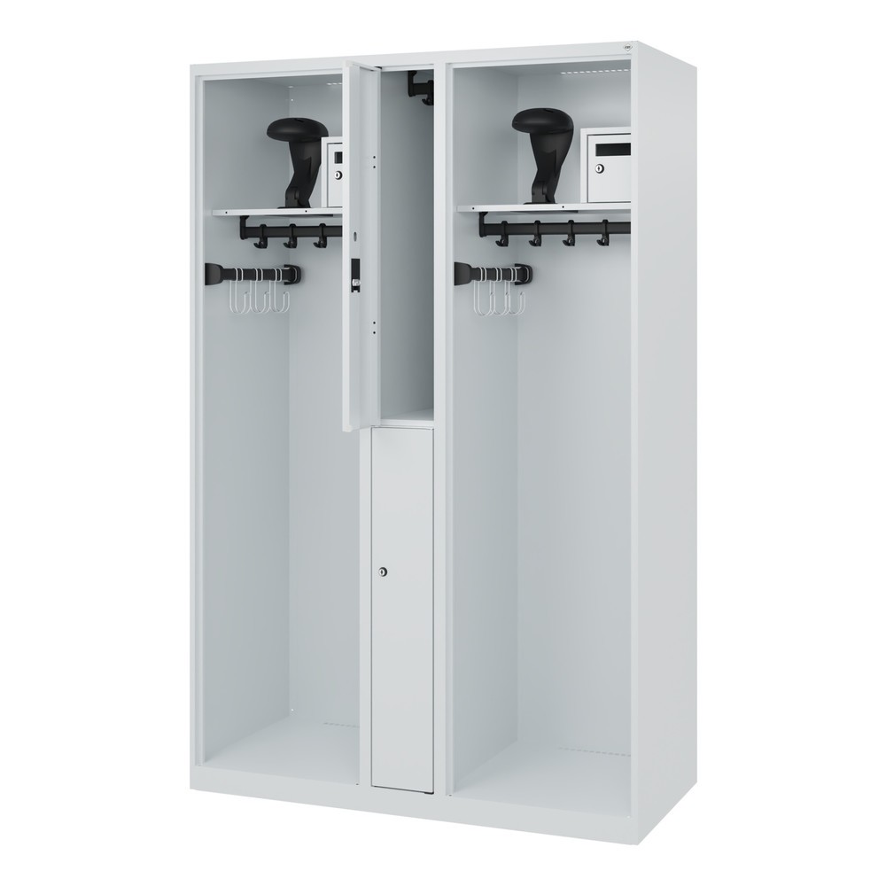 Product afbeelding: C+P brandweerkast MAXI, vloerglijders, hxbxd 1.850 x 1.200 x 500 mm, lichtgrijs, met helmhouder