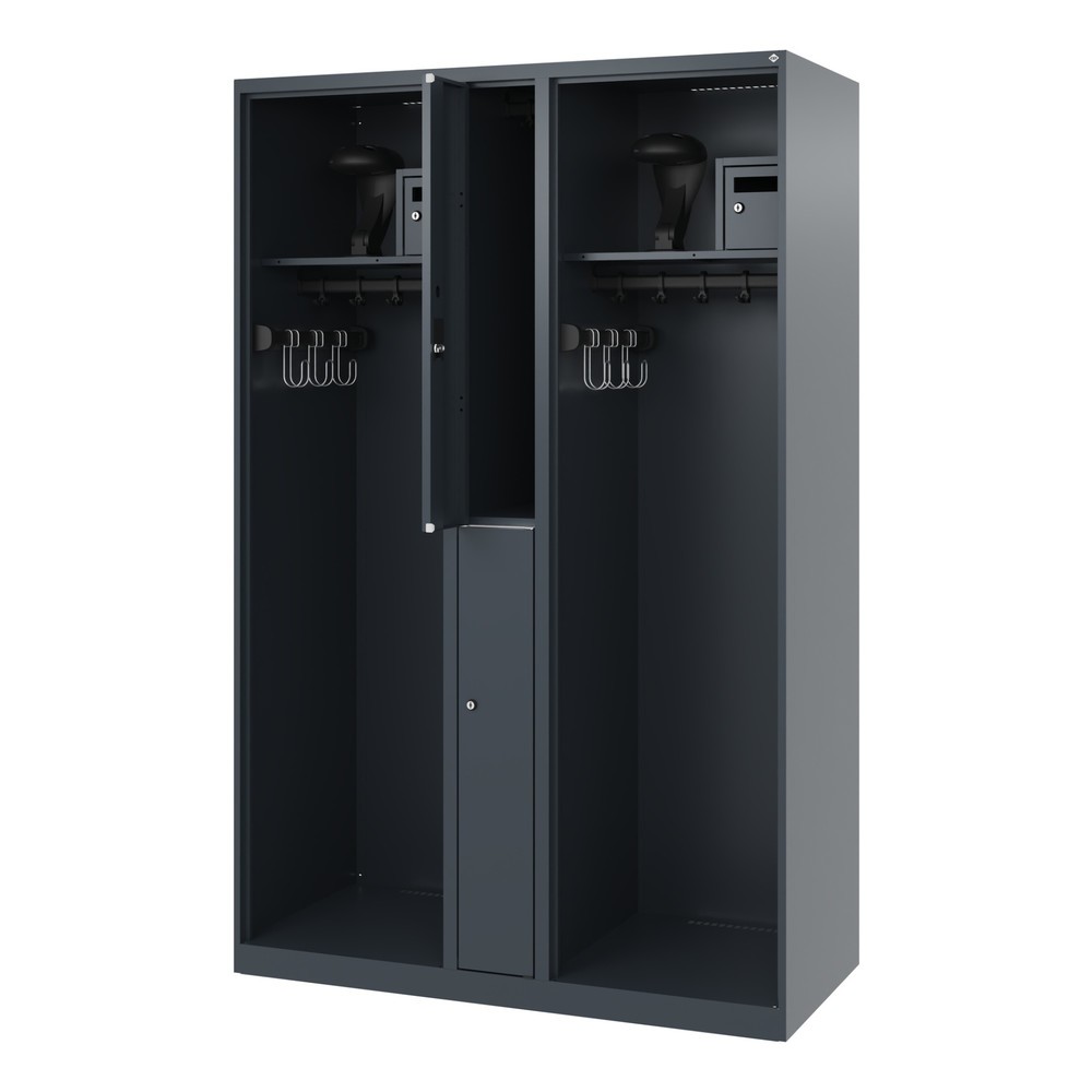 Product afbeelding: C+P brandweerkast MAXI, vloerglijders, hxbxd 1.850 x 1.200 x 500 mm, antracietgrijs, met helmhouder