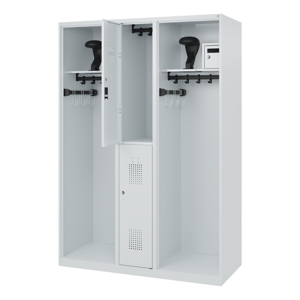 Product afbeelding: C+P brandweerkast MAXI, vloerglijders, hxbxd 1.850 x 1.300 x 500 mm, lichtgrijs, met helmhouder