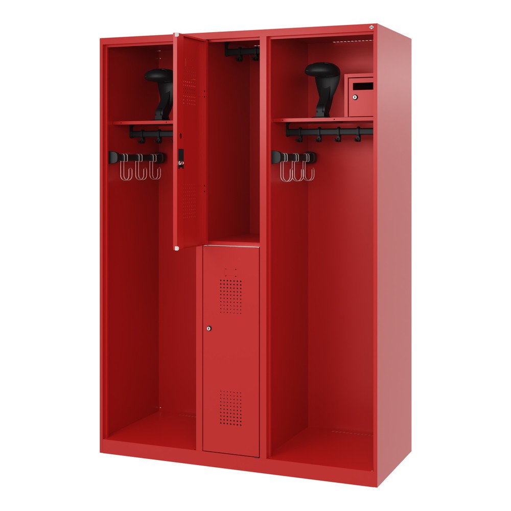 Product afbeelding: C+P brandweerkast MAXI, vloerglijders, hxbxd 1.850 x 1.300 x 500 mm, vuurrood, met helmhouder