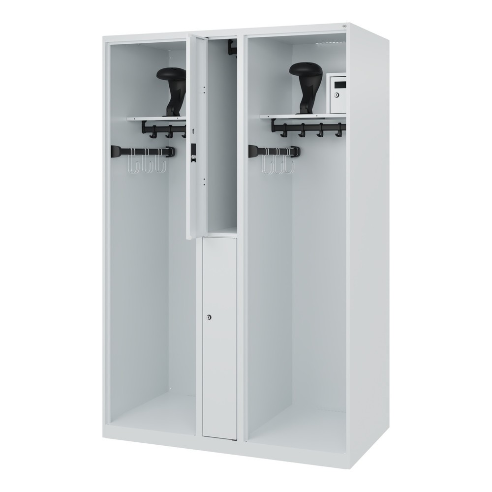 Product afbeelding: C+P brandweerkast MAXI, vloerglijders, hxbxd 1.850 x 1.200 x 600 mm, lichtgrijs, met helmhouder