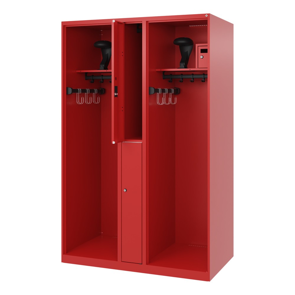 Product afbeelding: C+P brandweerkast MAXI, vloerglijders, hxbxd 1.850 x 1.200 x 600 mm, vuurrood, met helmhouder