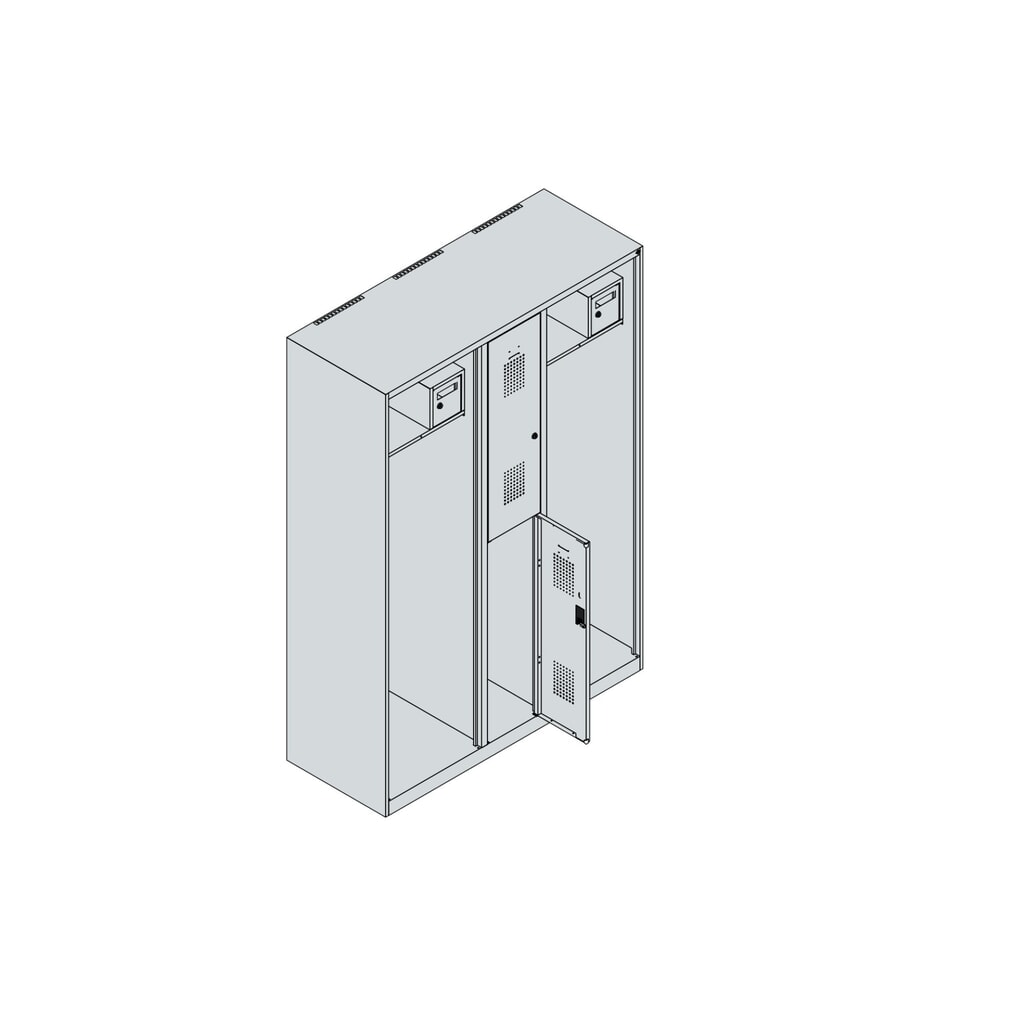 C+P brandweerkast MAXI, sokkel, hxbxd 1.850 x 1.300 x 500 mm, lichtgrijs, met helmhouder Productafbeelding nr. 4: C+P brandweerkast MAXI, sokkel, hxbxd 1.850 x 1.300 x 500 mm, lichtgrijs, met helmhouder