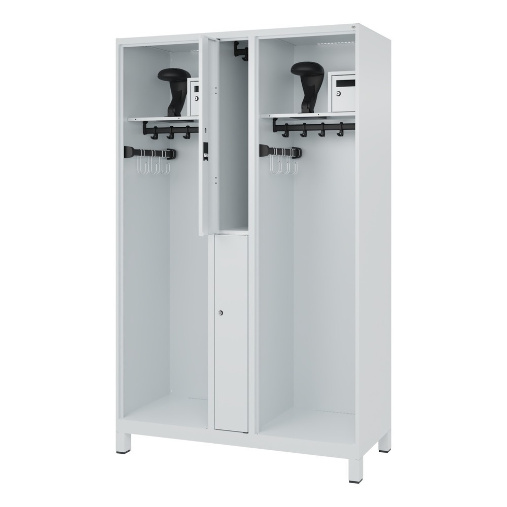 Product afbeelding: C+P brandweerkast MAXI, voeten, hxbxd 1.850 x 1.200 x 500 mm, lichtgrijs, met helmhouder