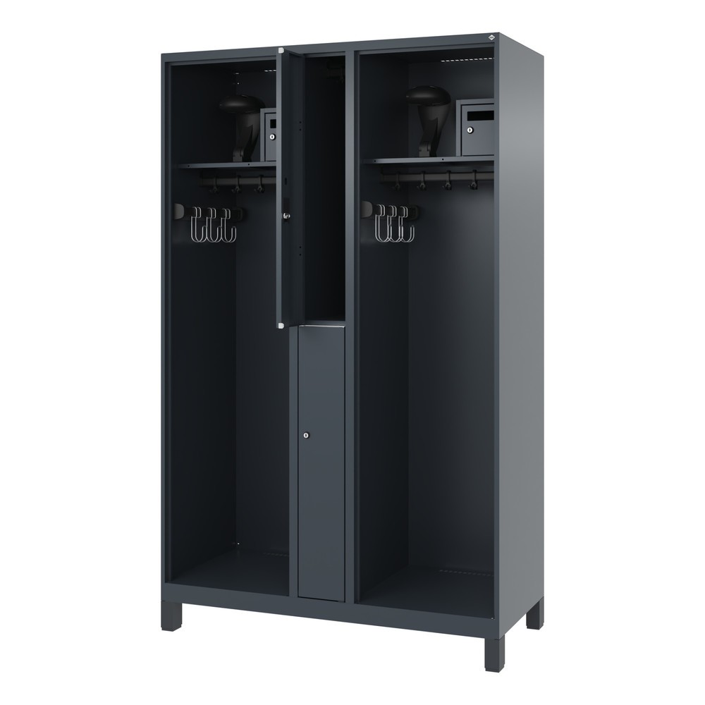 Product afbeelding: C+P brandweerkast MAXI, voeten, hxbxd 1.850 x 1.200 x 500 mm, antracietgrijs, met helmhouder