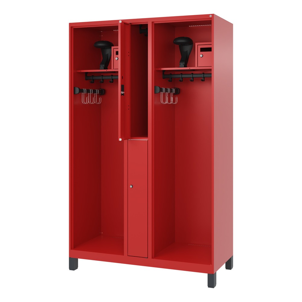 Product afbeelding: C+P brandweerkast MAXI, voeten, hxbxd 1.850 x 1.200 x 500 mm, vuurrood, met helmhouder