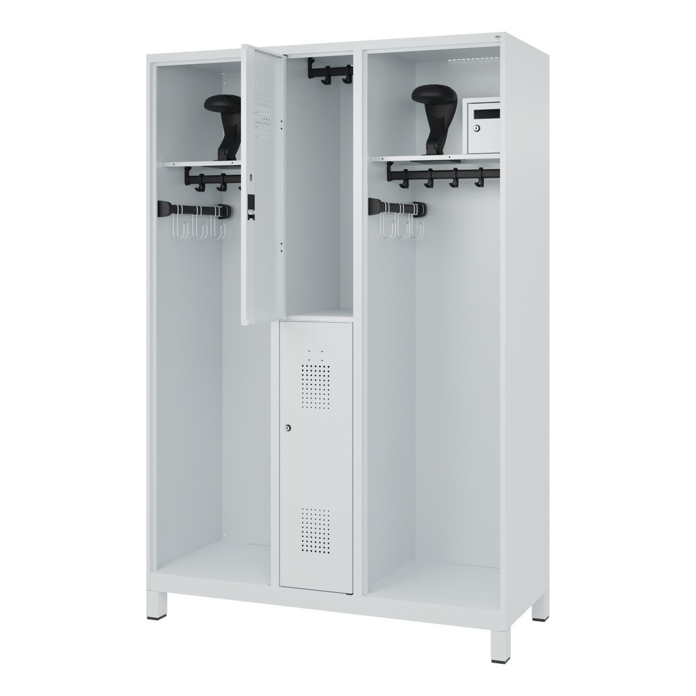Product afbeelding: C+P brandweerkast MAXI, voeten, hxbxd 1.850 x 1.300 x 500 mm, lichtgrijs, met helmhouder