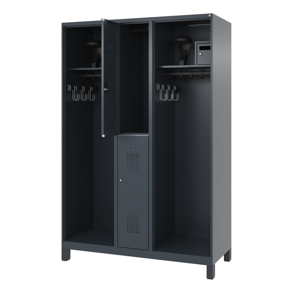 Product afbeelding: C+P brandweerkast MAXI, voeten, hxbxd 1.850 x 1.300 x 500 mm, antracietgrijs, met helmhouder