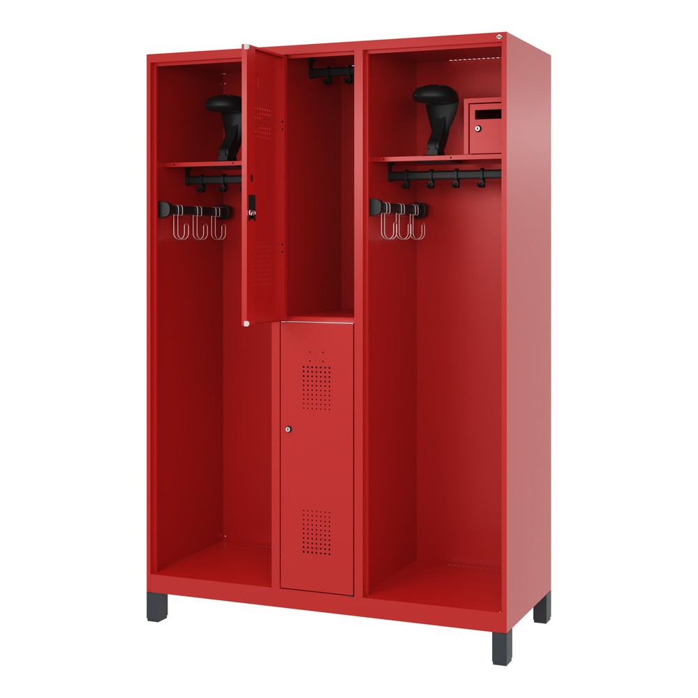 Product afbeelding: C+P brandweerkast MAXI, voeten, hxbxd 1.850 x 1.300 x 500 mm, vuurrood, met helmhouder