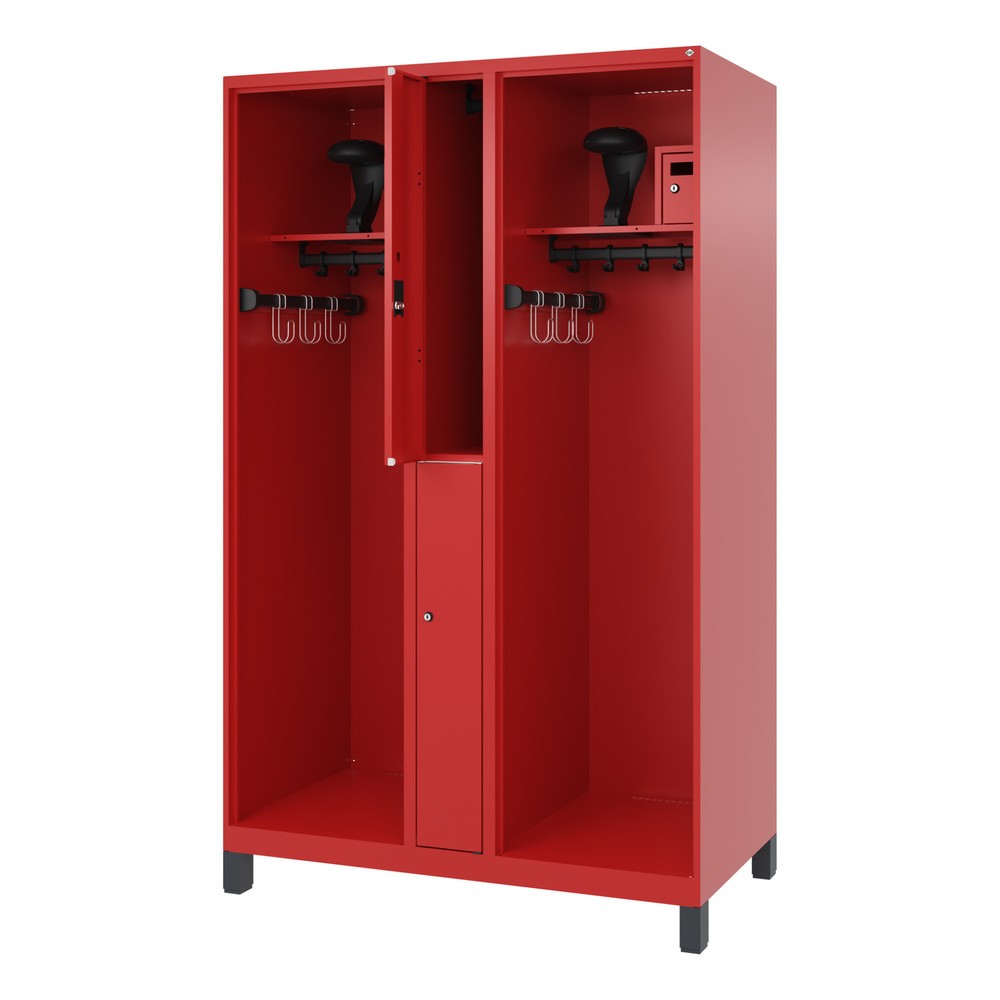 Product afbeelding: C+P brandweerkast MAXI, voeten, hxbxd 1.850 x 1.200 x 600 mm, vuurrood, met helmhouder