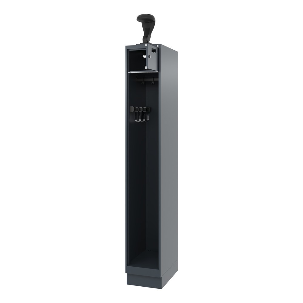 Product afbeelding: C+P brandweerkast PRAKTUS, sokkel, 1 compartiment, hxbxd 1.850 x 300 x 500 mm, antracietgrijs, met helmhouder