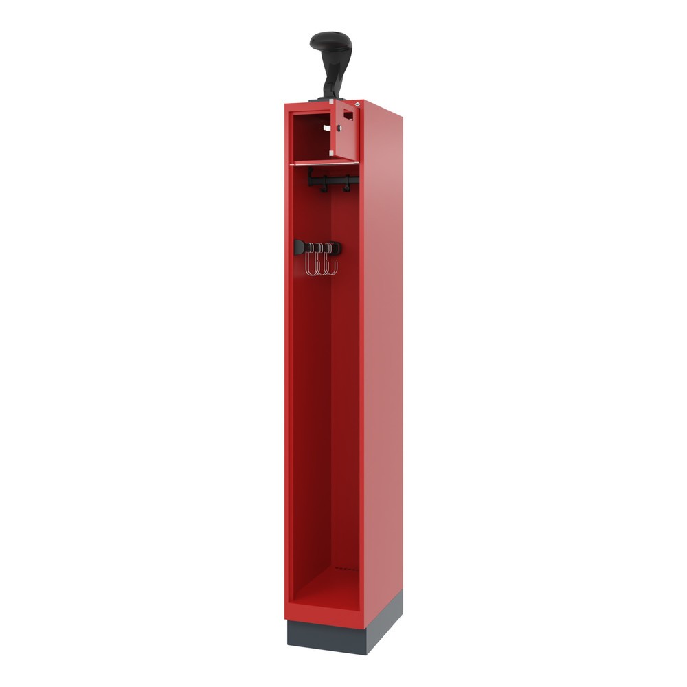 Product afbeelding: C+P brandweerkast PRAKTUS, sokkel, 1 compartiment, hxbxd 1.850 x 300 x 500 mm, vuurrood, met helmhouder