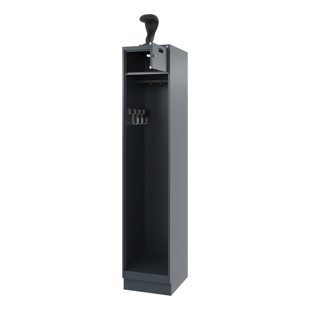 Product afbeelding: C+P brandweerkast PRAKTUS, sokkel, 1 compartiment, hxbxd 1.850 x 400 x 500 mm, antracietgrijs, met helmhouder