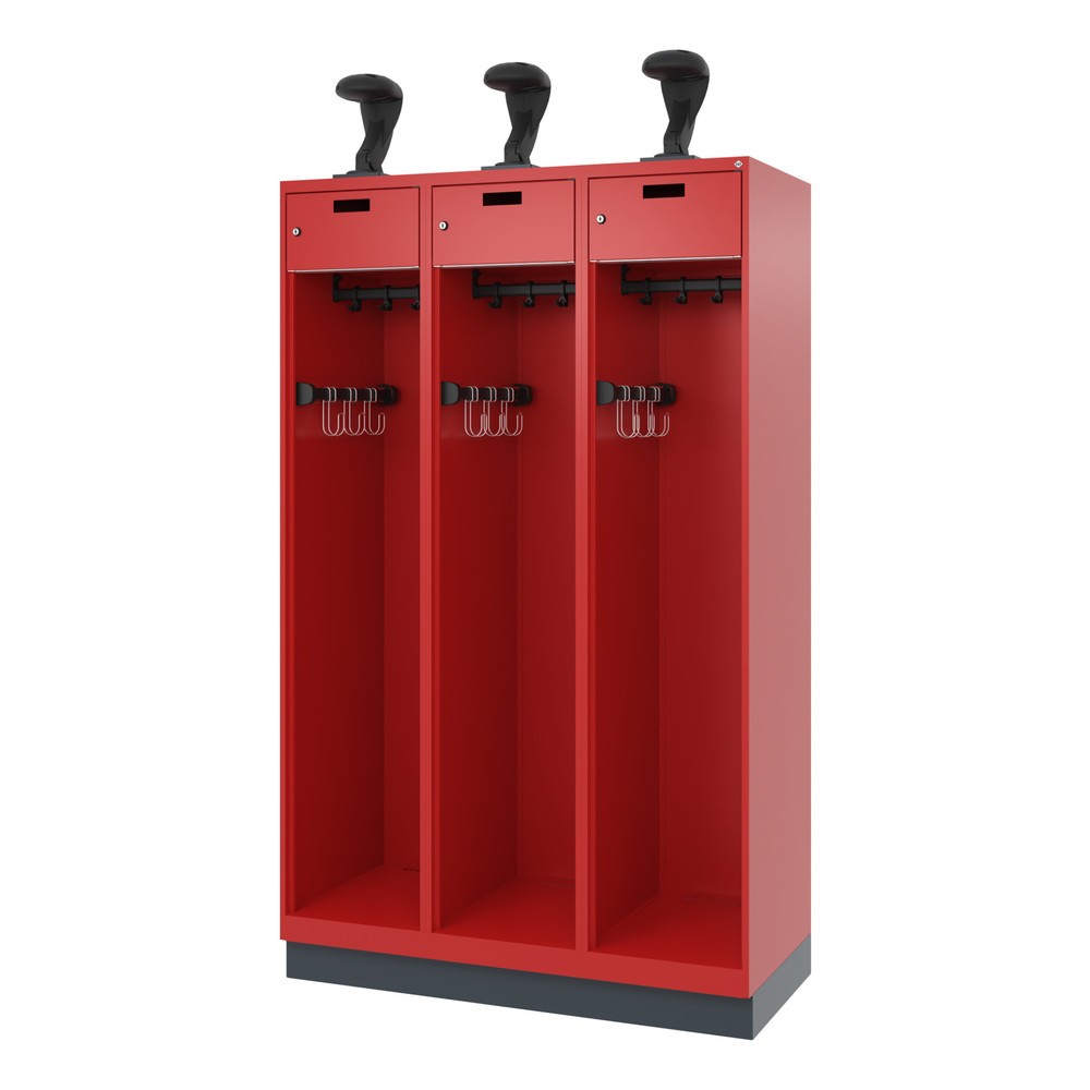 Productafbeelding nr. 5: C+P brandweerkast PRAKTUS, sokkel, 3 compartimenten, hxbxd 1.850 x 1.200 x 500 mm, vuurrood, met helmhouder