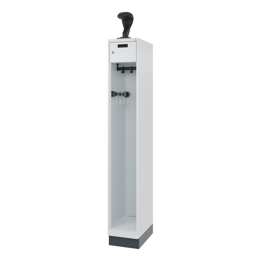 C+P brandweerkast PRAKTUS, sokkel, 1 compartiment, hxbxd 1.850 x 300 x 500 mm, lichtgrijs, met helmhouder Productafbeelding nr. 5: C+P brandweerkast PRAKTUS, sokkel, 1 compartiment, hxbxd 1.850 x 300 x 500 mm, lichtgrijs, met helmhouder
