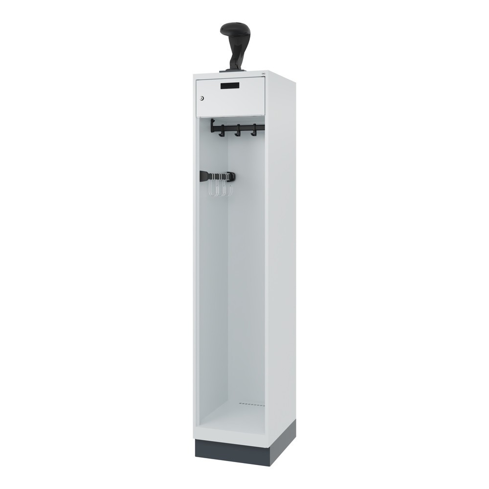 Productafbeelding nr. 5: C+P brandweerkast PRAKTUS, sokkel, 1 compartiment, hxbxd 1.850 x 400 x 500 mm, lichtgrijs, met helmhouder
