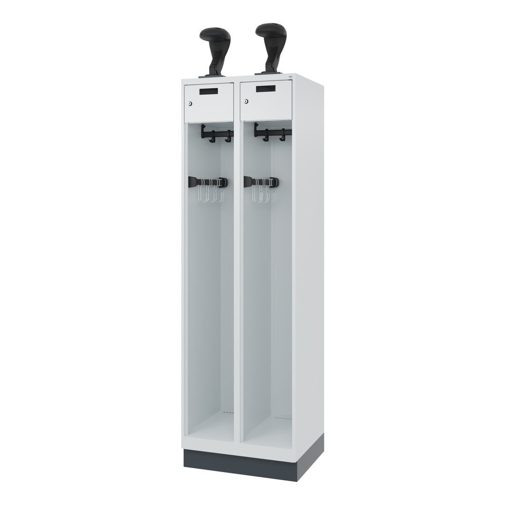 Productafbeelding nr. 5: C+P brandweerkast PRAKTUS, sokkel, 2 compartimenten, hxbxd 1.850 x 600 x 500 mm, lichtgrijs, met helmhouder