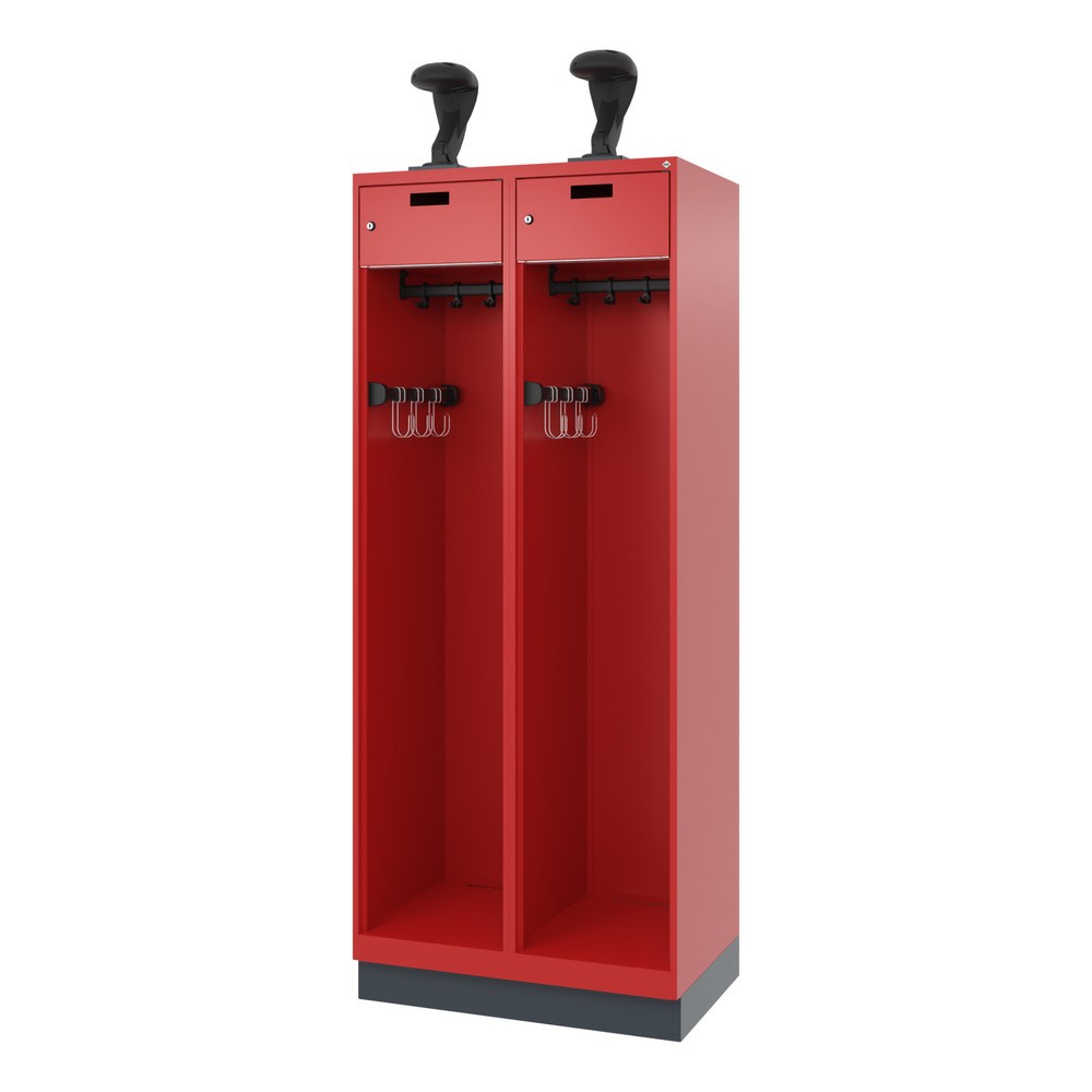 Productafbeelding nr. 5: C+P brandweerkast PRAKTUS, sokkel, 2 compartimenten, hxbxd 1.850 x 800 x 500 mm, vuurrood, met helmhouder