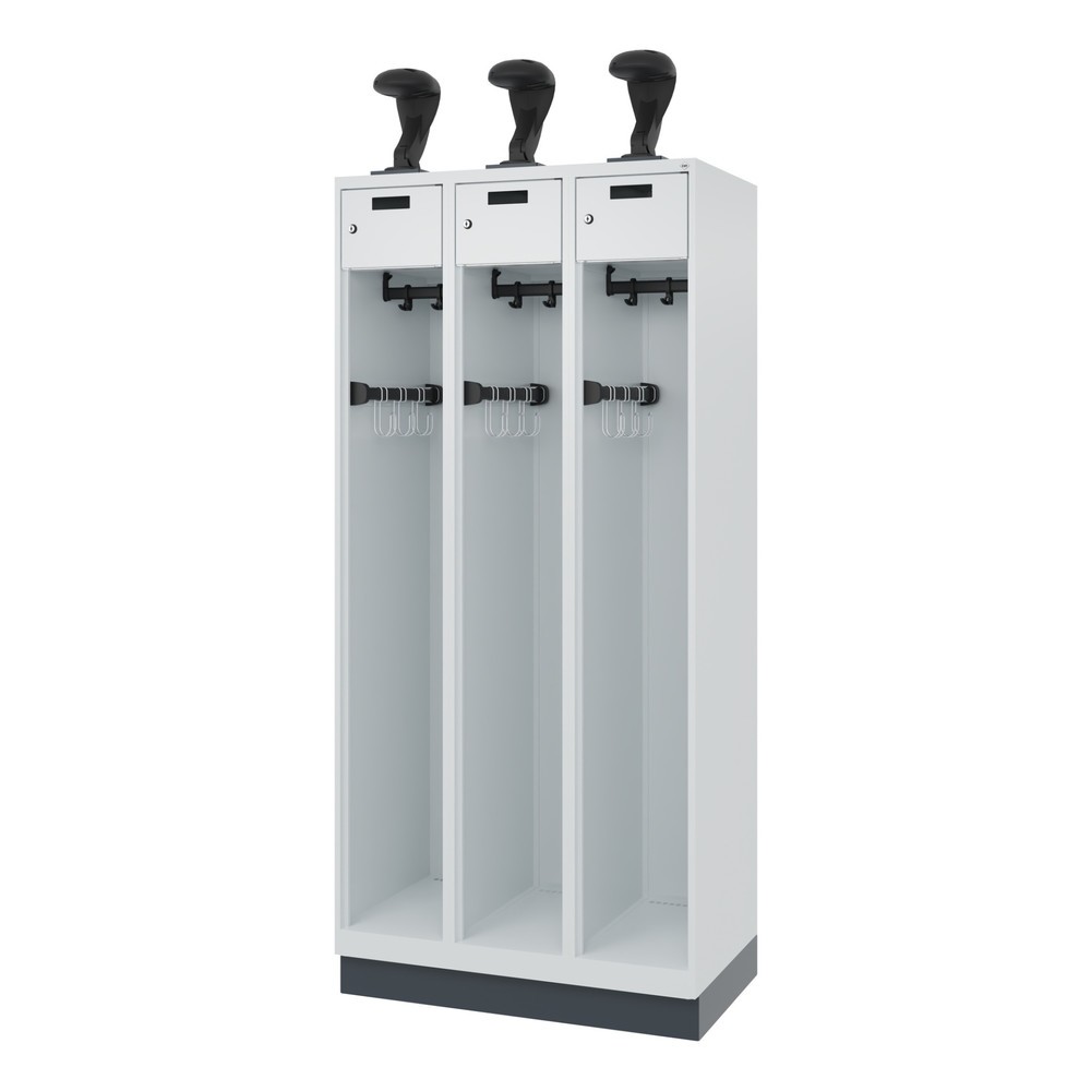 Productafbeelding nr. 5: C+P brandweerkast PRAKTUS, sokkel, 3 compartimenten, hxbxd 1.850 x 900 x 500 mm, lichtgrijs, met helmhouder