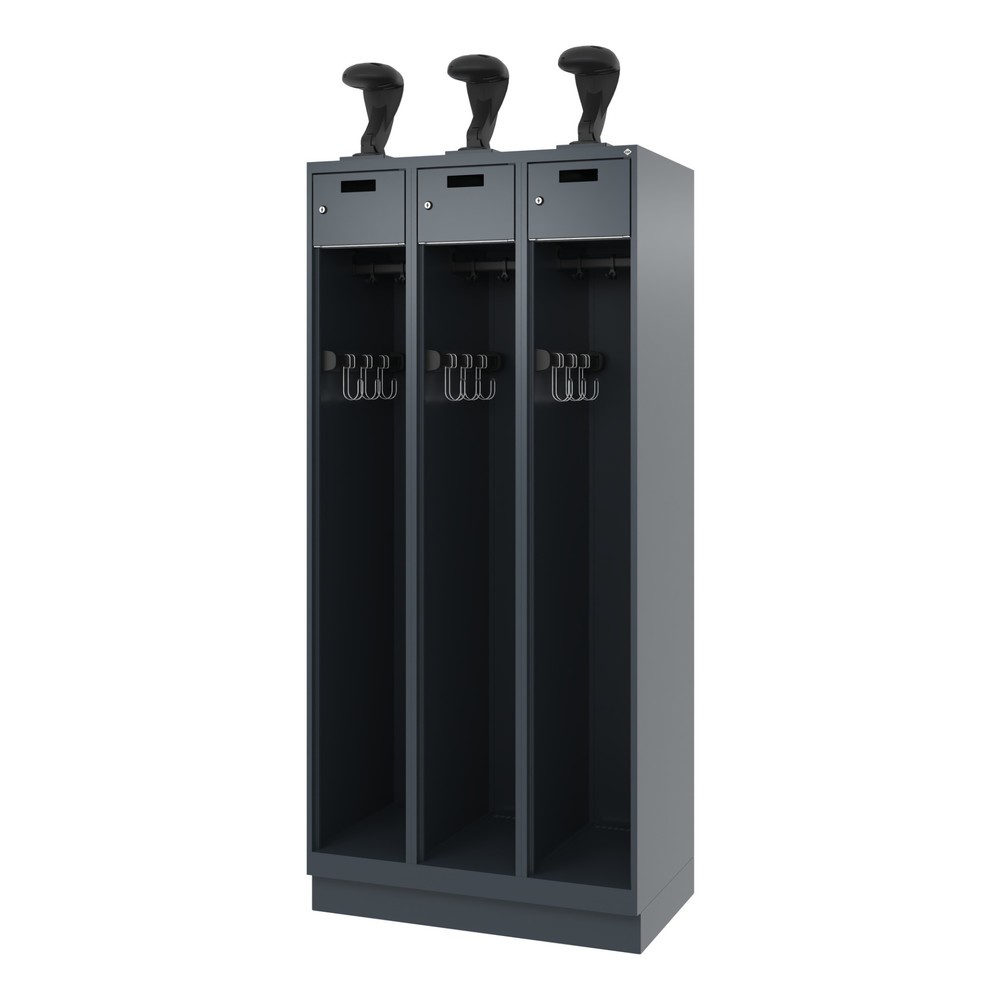 Productafbeelding nr. 5: C+P brandweerkast PRAKTUS, sokkel, 3 compartimenten, hxbxd 1.850 x 900 x 500 mm, antracietgrijs, met helmhouder