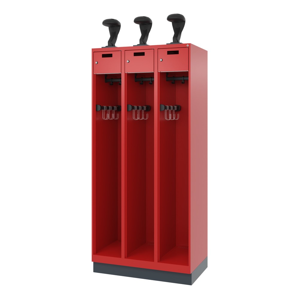 Productafbeelding nr. 5: C+P brandweerkast PRAKTUS, sokkel, 3 compartimenten, hxbxd 1.850 x 900 x 500 mm, vuurrood, met helmhouder