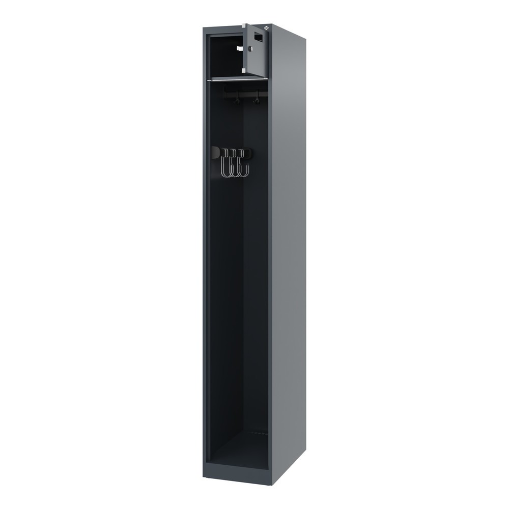 Product afbeelding: C+P brandweerkast PRAKTUS, vloerglijders, 1 compartiment, hxbxd 1.850 x 300 x 500 mm, antracietgrijs